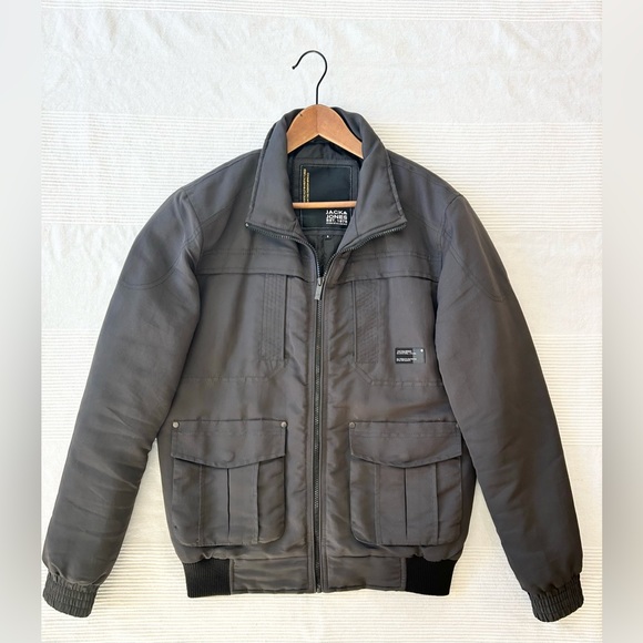 Jack & Jones Mens Cargo Bomber Jacket Full Zip Lightly Quilted - Picture 2 of 12